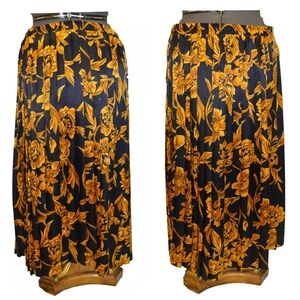 Ms. Russ Vintage 80s Floral Pleated Satin Midi Skirt size 16W